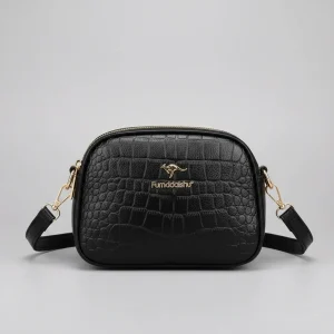 Luxury Crocodile PU Leather Crossbody Bag with Zipper Pockets for Women