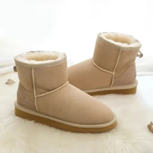 Winter Sheepskin Snow Boots - Women's Genuine Fur Ankle Booties for Ultimate Comfort