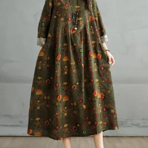 Elegant Floral Vintage Dress for Women - Perfect for Spring and Autumn