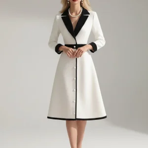Elevate Your Style with Our Color-Blocking A-Line Office Dress