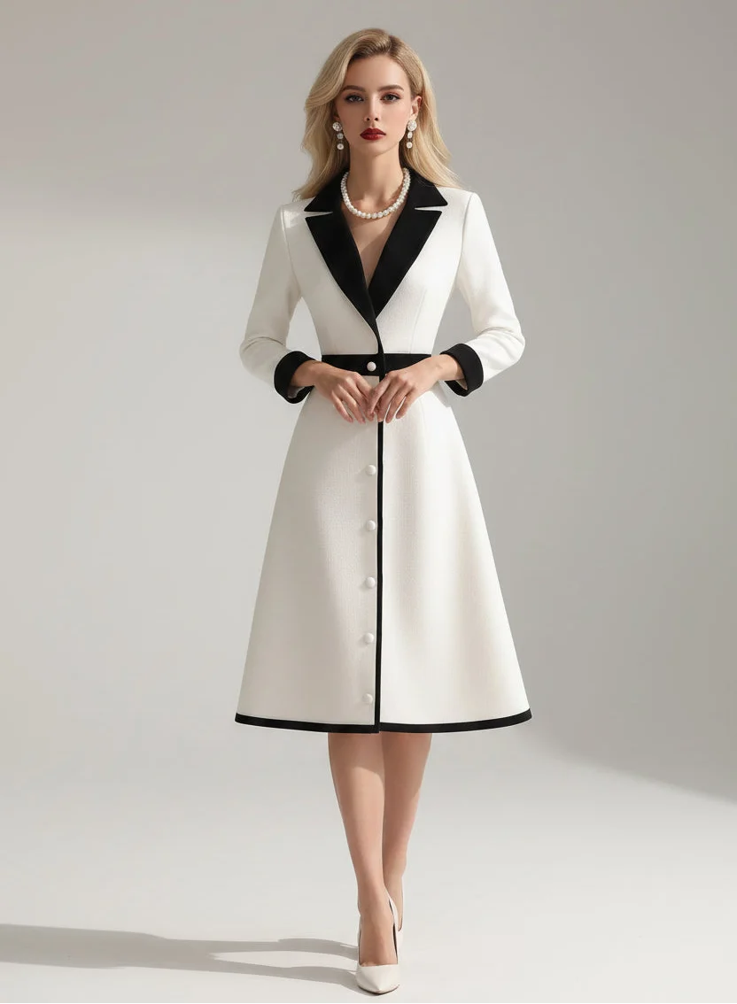 Elevate Your Style with Our Color-Blocking A-Line Office Dress - Image 2